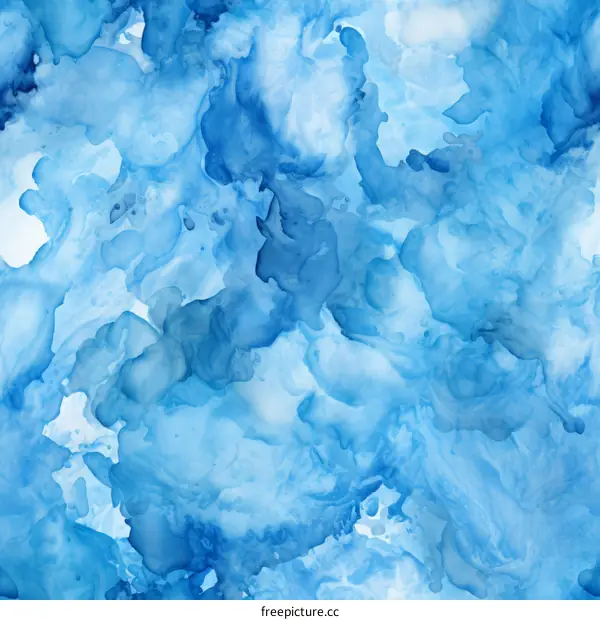 Abstract Blue Alcohol Ink Paint Texture with White Spots