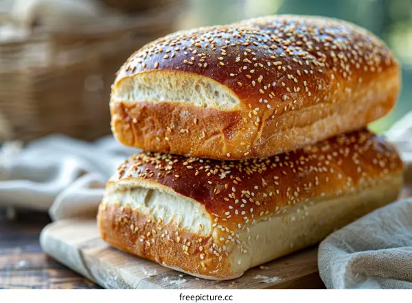 Loaf of bread sprinkled with sesame seeds