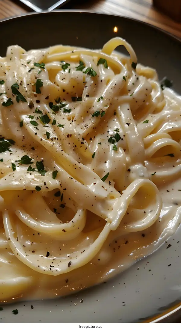 Creamy Pasta Dish with Parsley and Black Pepper
