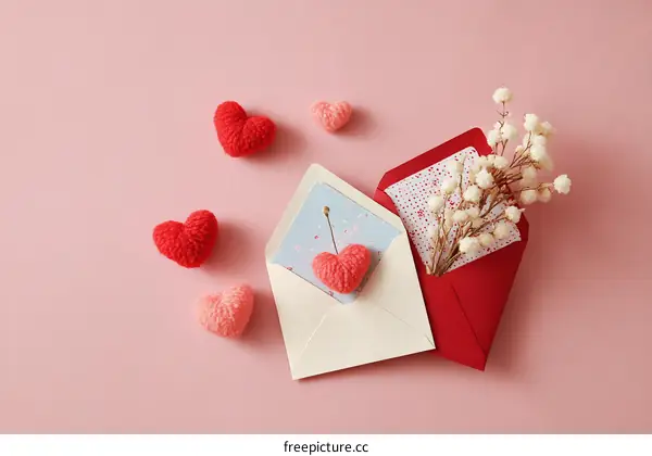 Love Letters and Handmade Hearts on a Pink Background
