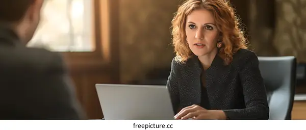 Businesswoman Talking to a Man During a Meeting
