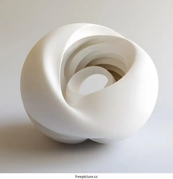 Abstract White 3D Object With Curved Lines