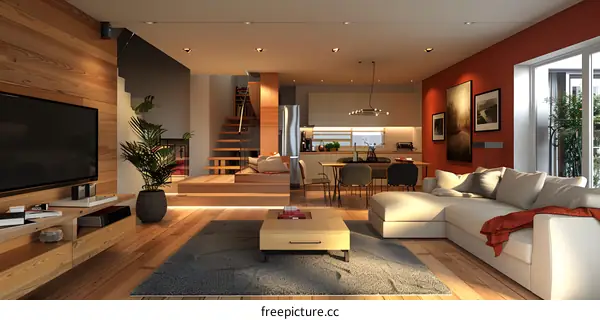 Bright and Airy Scandinavian Living Room With Wood Accents