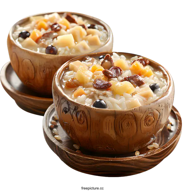 [Transparent Background PNG]Two bowls of delicious rice porridge