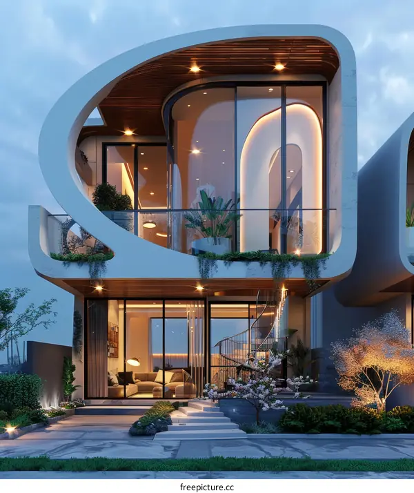 Modern Architectural Design House with Curved Lines