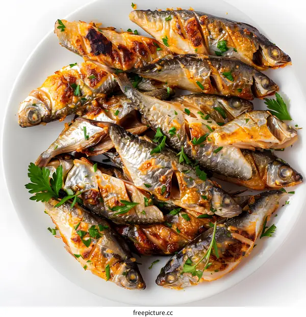 Grilled fish on plate