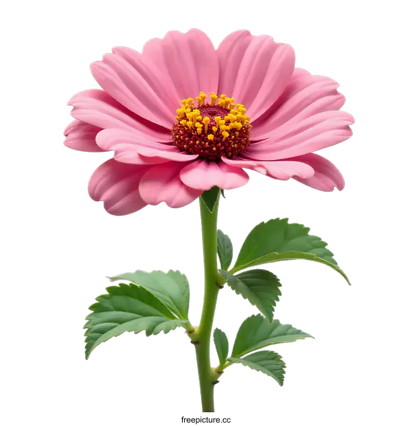 [Transparent Background PNG]Pink Zinnia Flower Isolated on transparent background