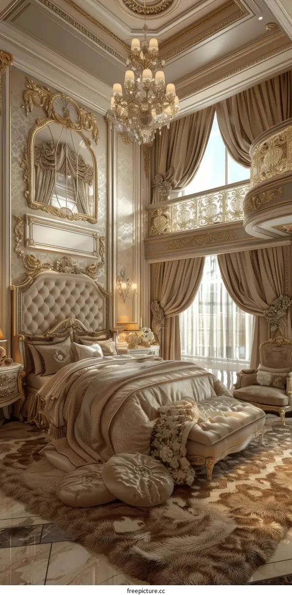 Luxurious Bedroom Interior Design with Gold Accents