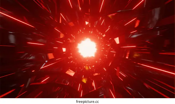 Abstract Red Light Burst Effect with Dynamic Geometric Pattern