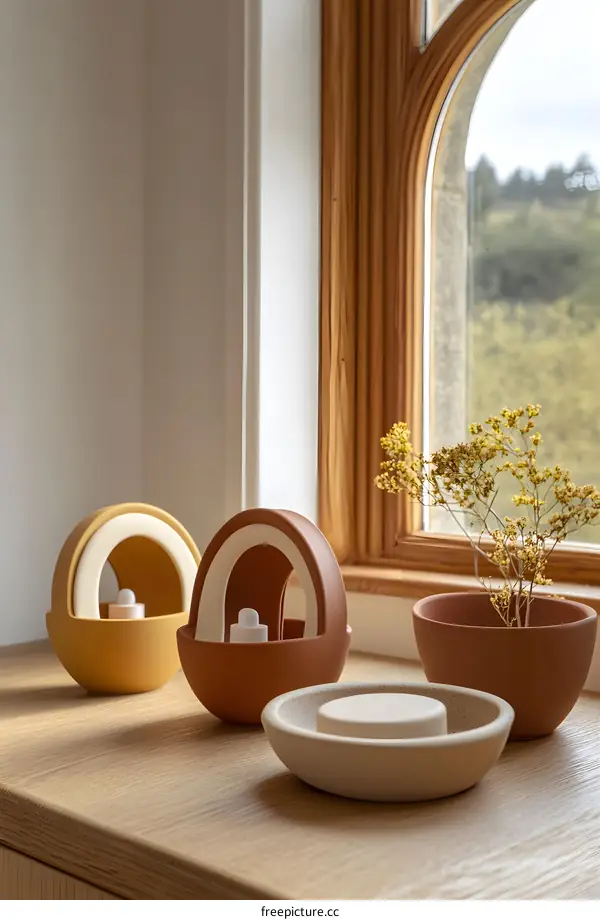 Modern Home Decor with Ceramic Arch and Dried Flowers