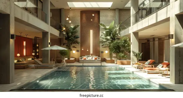 Indoor Swimming Pool in a Modern Loft Style