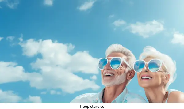 Happy retired couple enjoying the sunshine