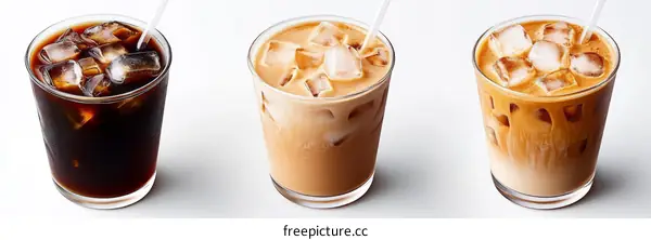 Three Types of Iced Coffee Drinks