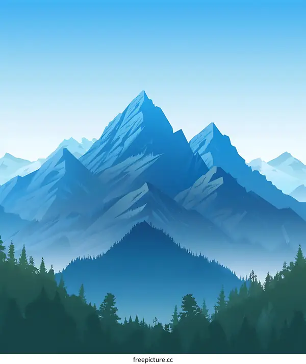 Blue Mountain Landscape Illustration