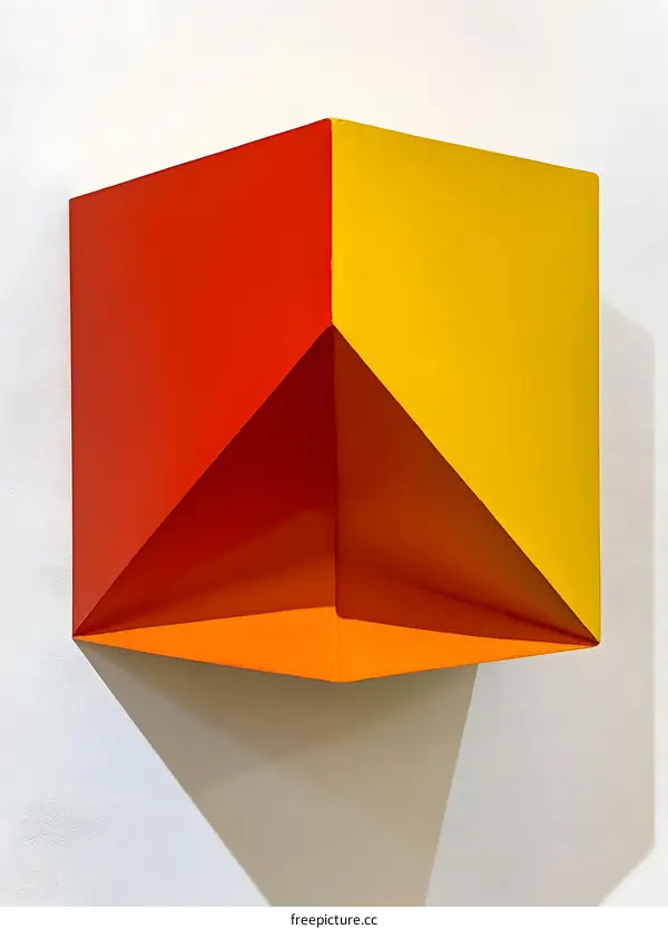 Abstract Geometric Sculpture with Red, Yellow and Orange