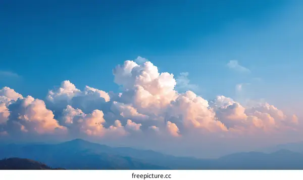 Stunning Sky with Fluffy Clouds and Mountains