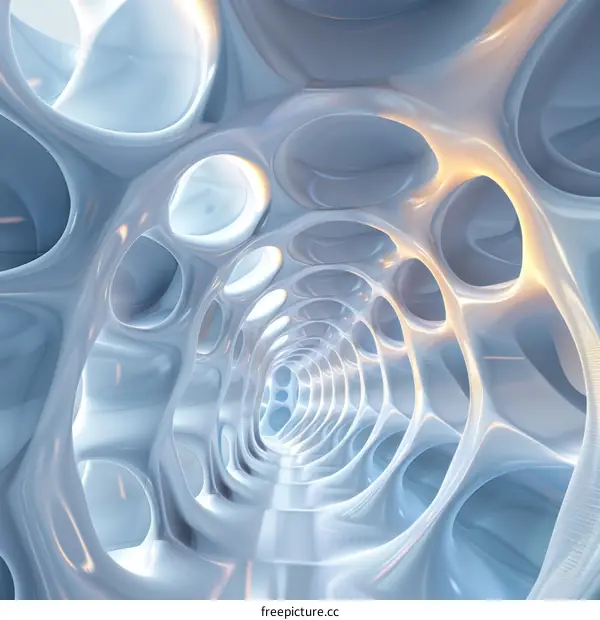 Blue and white organic tunnel