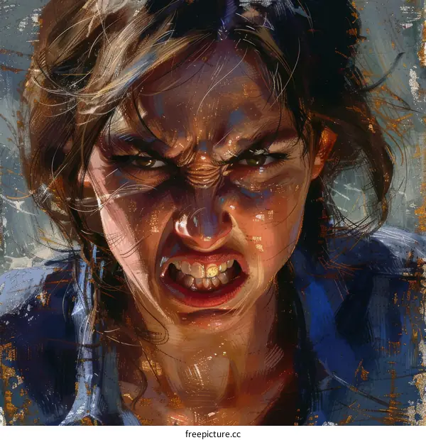 portrait of a woman screaming