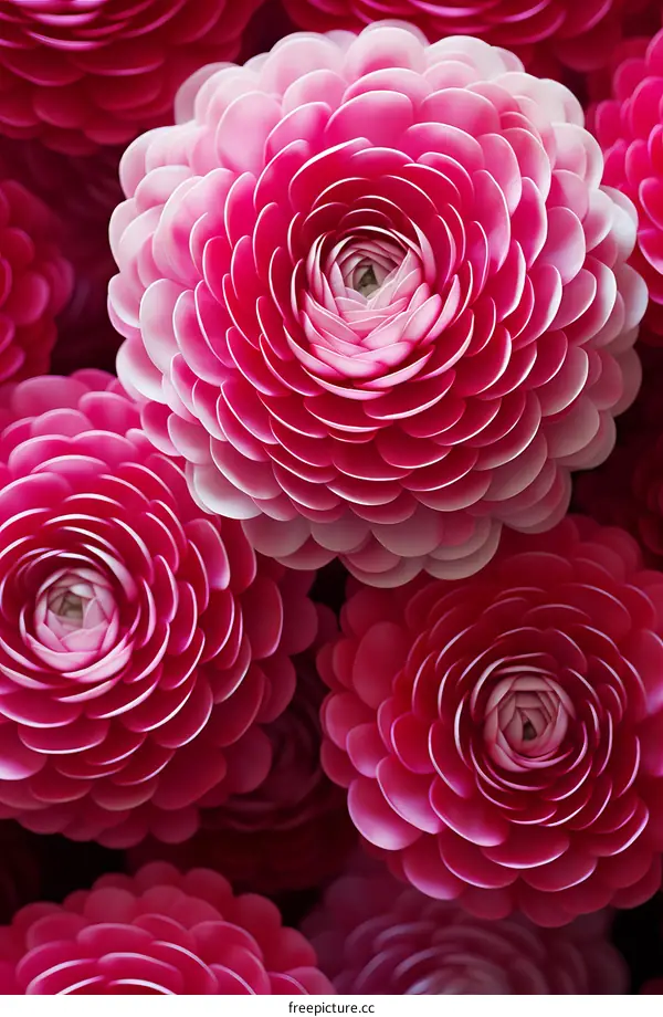 Pink Flowers with White Edged Petals