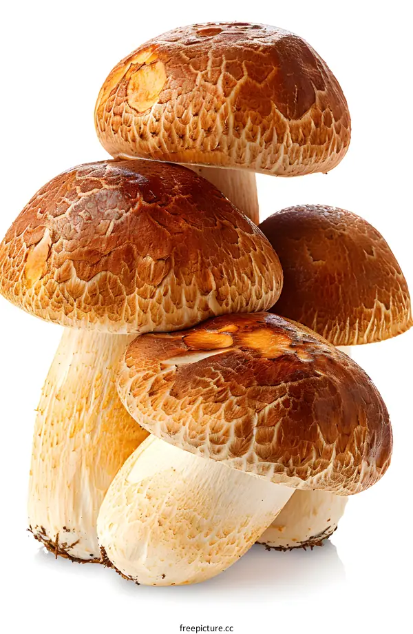 Fresh Porcini Mushrooms on White Background