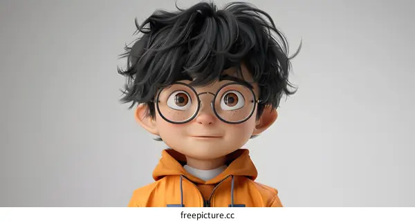 Cute Boy Cartoon Character With Glasses