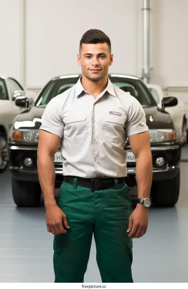 Young male mechanic in a car workshop