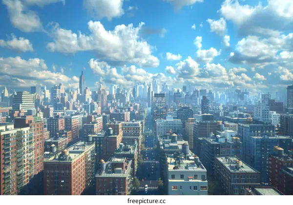 Panoramic View of a Vibrant City Skyline