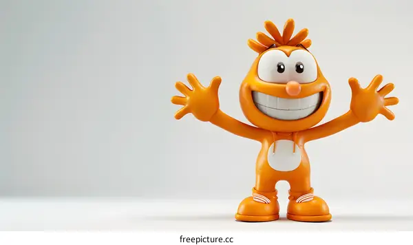 Friendly Orange Cartoon Character Waving