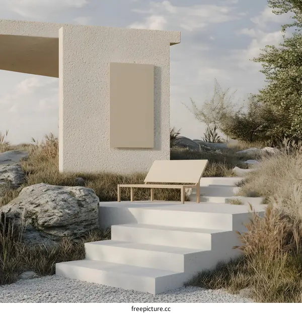 Minimalist Architectural Design with a Beige Canvas Mockup