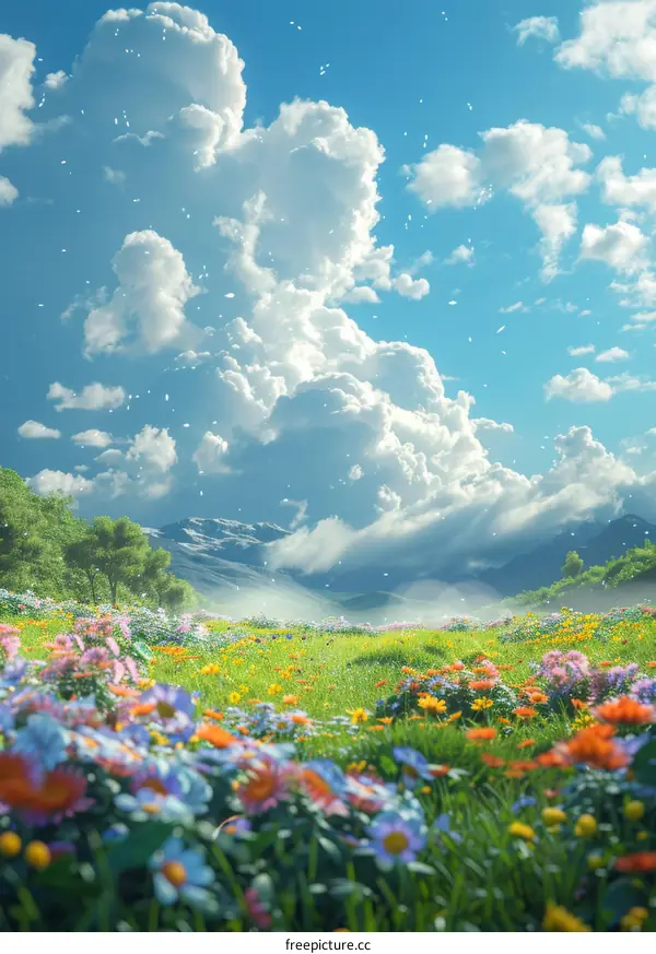 Colorful Mountain Meadow Landscape