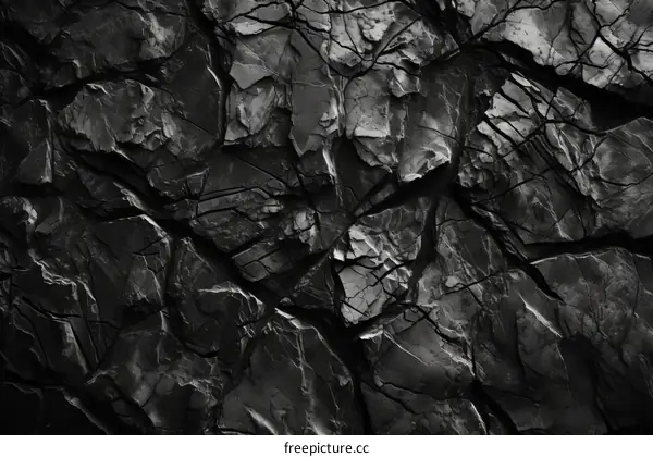 Black and grey cracked rock surface