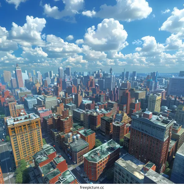 American City Skyline with Tall Buildings