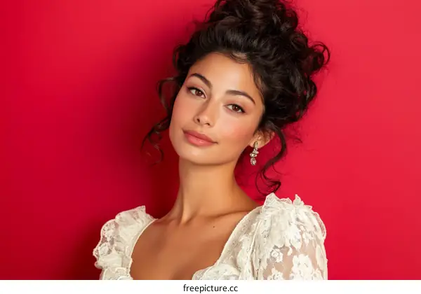 Elegant Woman with Updo Hairstyle