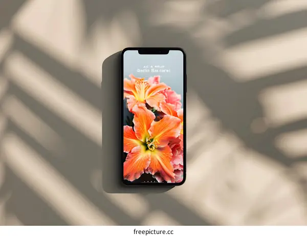 Orange Flowers on a Smartphone Screen