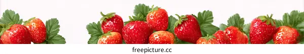 Fresh Strawberries with Green Leaves