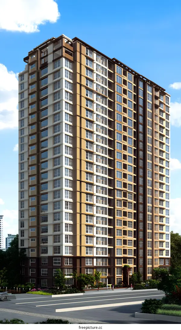 Modern Building Exterior Render With Sky And Trees