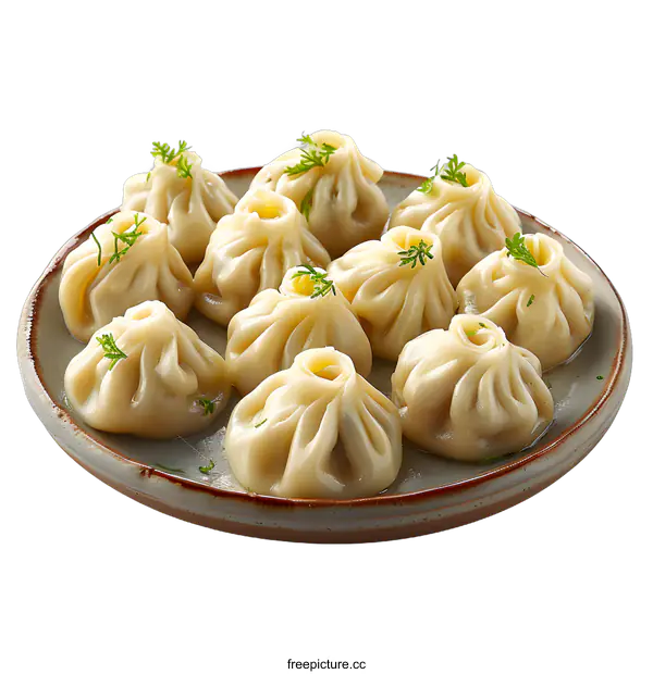 [Transparent Background PNG]Steamed dumplings on a plate