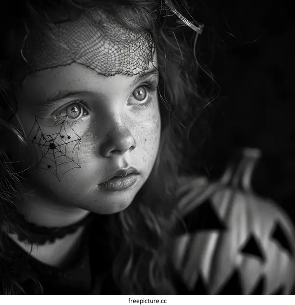 Little girl in a witch's costume for Halloween