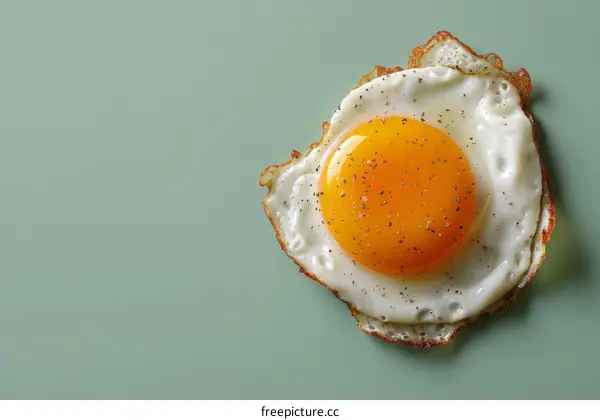 Fried egg isolated on green background