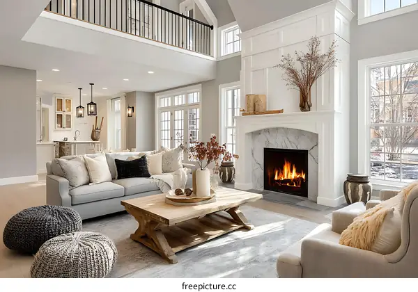 Modern Farmhouse Living Room with Fireplace