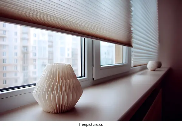 Modern Window with Decorative Paper Vase