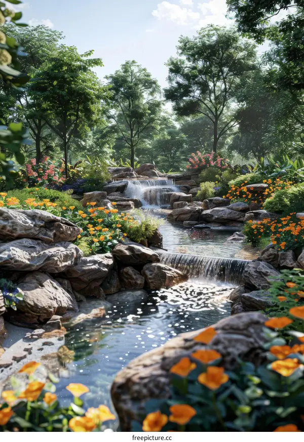 Beautiful Natural Landscape Garden Waterfall