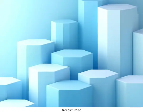 Abstract Geometric Light Blue Hexagon Shapes