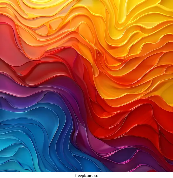Colorful abstract painting with vibrant waves of color