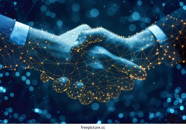Glowing Handshake - Agreement and Partnership