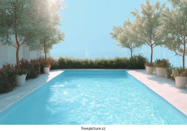 Rooftop Swimming Pool Scene Illustration