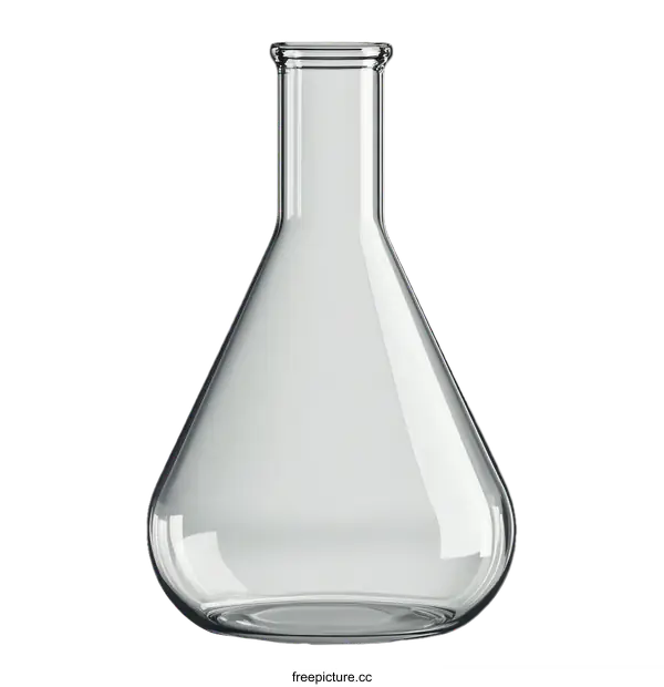 [Transparent Background PNG]Transparent Glass Erlenmeyer Flask Isolated on White Background