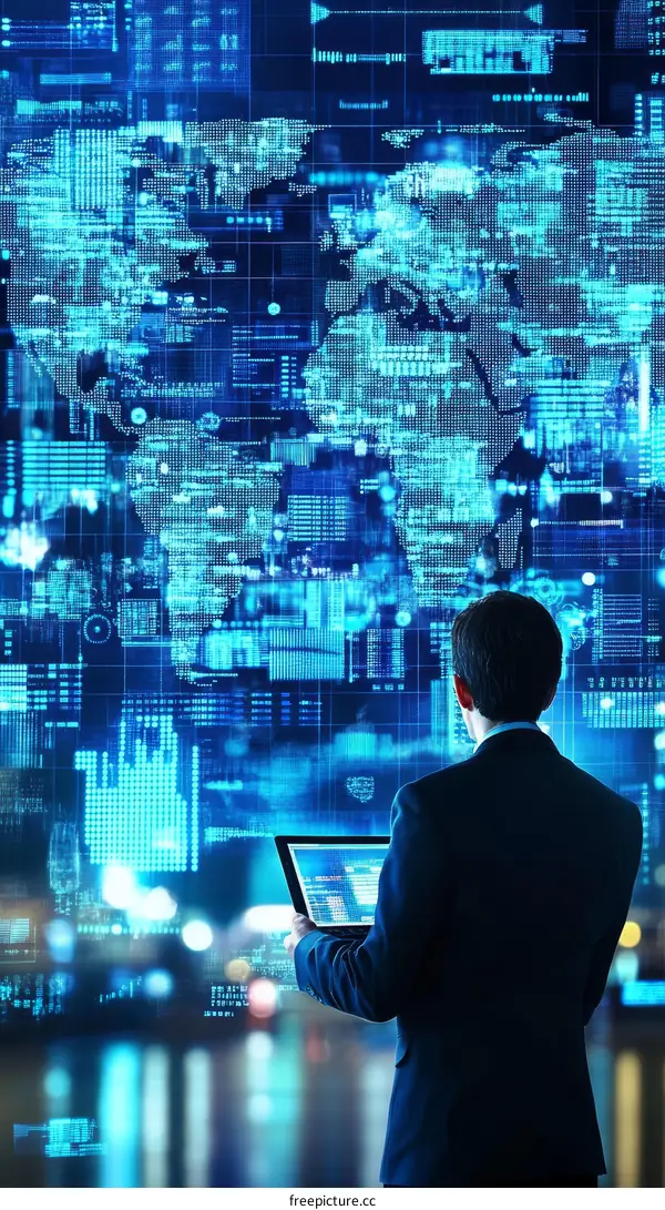 Global Data Visualization with Businessman