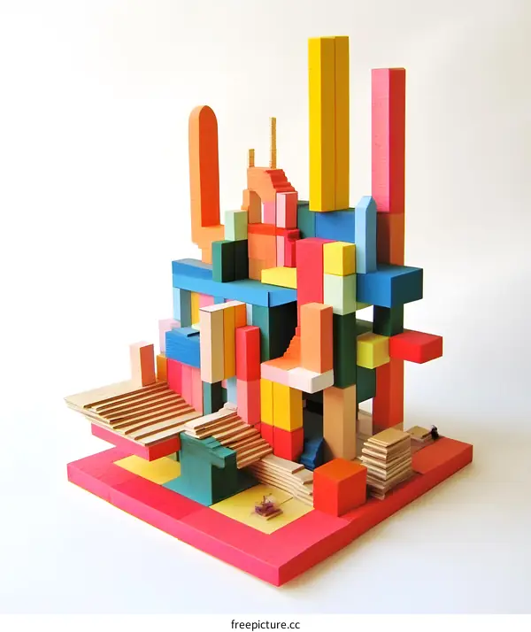 Colorful Building Block Model of a Modern City