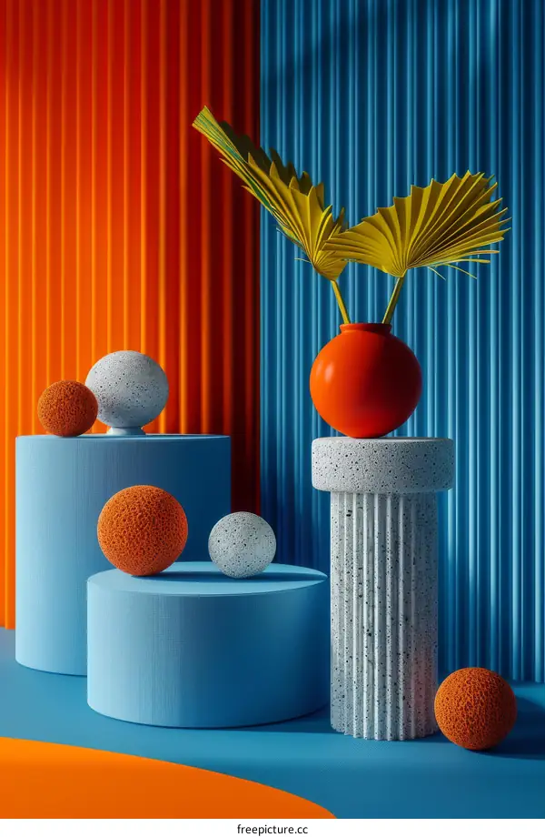 Abstract Geometric Still Life with Vibrant Colors